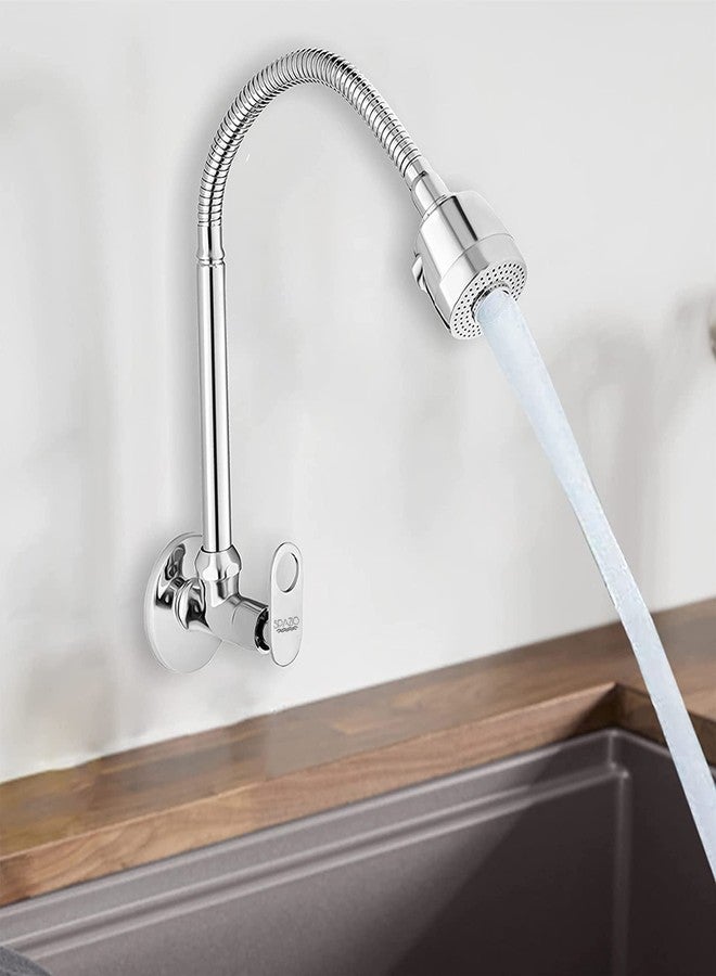 SPAZIO صنبور حوض مرن من SPAZIO Prime مع فوهة دش دوارة - Flexi Play مع خرطوم متحرك 360 درجة، تدفق مزدوج، صنبور ماء ساخن/بارد مع شفة جدارية - Image 4